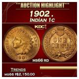 1902 Indian Cent . 1c ms66 rd SEGS