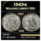 1943-s Walking Liberty Half Dollar 50c Grades ms65