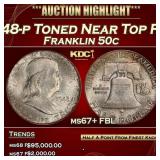 1948-p Franklin Half Dollar Toned Near Top Pop 50c