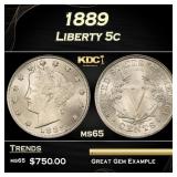 1889 Liberty Nickel 5c Grades ms65