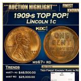 1909-s Lincoln Cent TOP POP! 1c ms67+ rd SEGS
