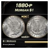 1880-p Morgan Dollar $1 Grades ms63+