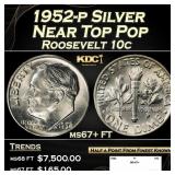 1952-p Roosevelt Dime Silver Near Top Pop 10c ms67