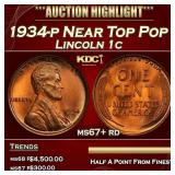 1934-p Lincoln Cent Near Top Pop 1c ms67+ rd SEGS