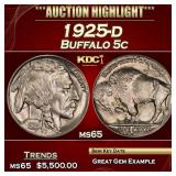 1925-d Buffalo Nickel 5c ms65 SEGS