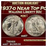 1937-d Walking Liberty Half Dollar Near Top Pop 50