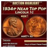1934-p Lincoln Cent Near Top Pop 1c ms67+ rd SEGS