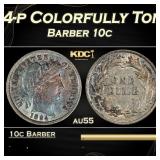 PCGS 1894-p Barber Dime Colorfully Toned 10c au55