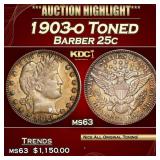 1903-o Barber Quarter Toned 25c ms63 USCG