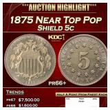 1875 Proof Shield Nickel Near Top Pop 5c pr66+ SEG