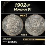 1902-p Morgan Dollar $1 Grades ms63