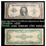 1923 $1 large size Silver Certificate Grades vf+ S