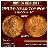 1932-p Lincoln Cent Near Top Pop! 1c ms67 rd SEGS