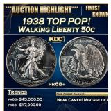 1938 Proof Walking Liberty Half Dollar TOP POP! 50