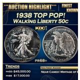 1938 Proof Walking Liberty Half Dollar TOP POP! 50