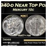1940-d Mercury Dime Near Top Pop 10c ms67+ fsb SEG