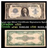 1923 $1 large size Silver Certificate Grades vf+ S