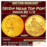 1910-p Gold Indian Quarter Eagle Near Top Pop! $2