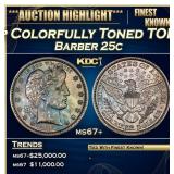 1895-p Barber Quarter Colorfully Toned TOP POP! 25