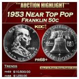 1953 Proof Franklin Half Dollar Near Top Pop 50c p