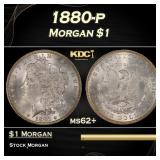 1880-p Morgan Dollar $1 Grades ms62+
