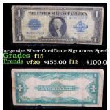 1923 $1 large size Silver Certificate Grades f+ Si