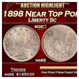 1898 Liberty Nickel Near Top Pop 5c ms66 SEGS