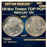 1918-d Mercury Dime Toned TOP POP! 10c ms67 SEGS