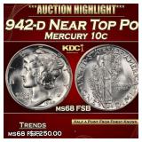 1942-d Mercury Dime Near Top Pop! 10c ms68 FSB SEG