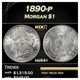 1890-p Morgan Dollar $1 Grades ms64+