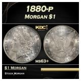 1880-p Morgan Dollar $1 Grades ms63+