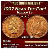 1907 Indian Cent Near Top Pop! 1c ms66+ rd SEGS