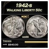1942-s Walking Liberty Half Dollar 50c Grades ms66