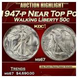1947-p Walking Liberty Half Dollar Near Top Pop 50