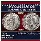 1939-d Walking Liberty Half Dollar Near Top Pop 50