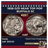 1938-d/d Buffalo Nickel Near Top Pop 5c ms67 SEGS