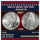 1923-d Peace Dollar Near Top Pop $1 ms66+ SEGS