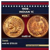 1908 Indian Cent . 1c Grades ms65 rd
