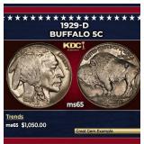 1929-d Buffalo Nickel 5c ms65 SEGS