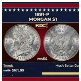 1891-p Morgan Dollar $1 Grades ms64