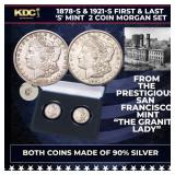 1878-s & 1921-s First & Last 'S' Mint  2 Coin Morg