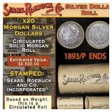 Circulated SEARS Silver Morgan Dollar $1 Roll 20 C