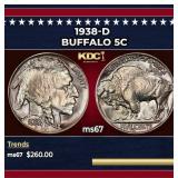 1938-d Buffalo Nickel 5c ms67 SEGS