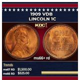 1909 VDB Lincoln Cent 1c ms66+ rd SEGS