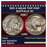 1931-s Buffalo Nickel Near Top Pop 5c ms66+ SEGS