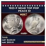 1923-p Peace Dollar Near Top Pop $1 ms66+ SEGS
