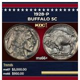 1928-p Buffalo Nickel 5c ms66+ SEGS