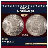 1880-p Morgan Dollar $1 Grades ms65