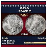 1923-d Peace Dollar $1 Grades ms64+