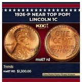 1926-p Lincoln Cent Near Top Pop! 1c ms67 rd SEGS
